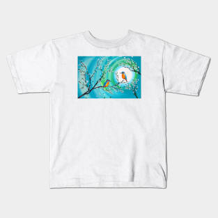 Turquoise and Birds Kids T-Shirt